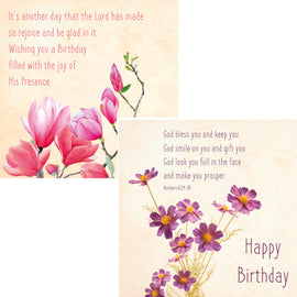 Everyday cards - Floral Birthday (Pack of 6 cards, 3 of each design)